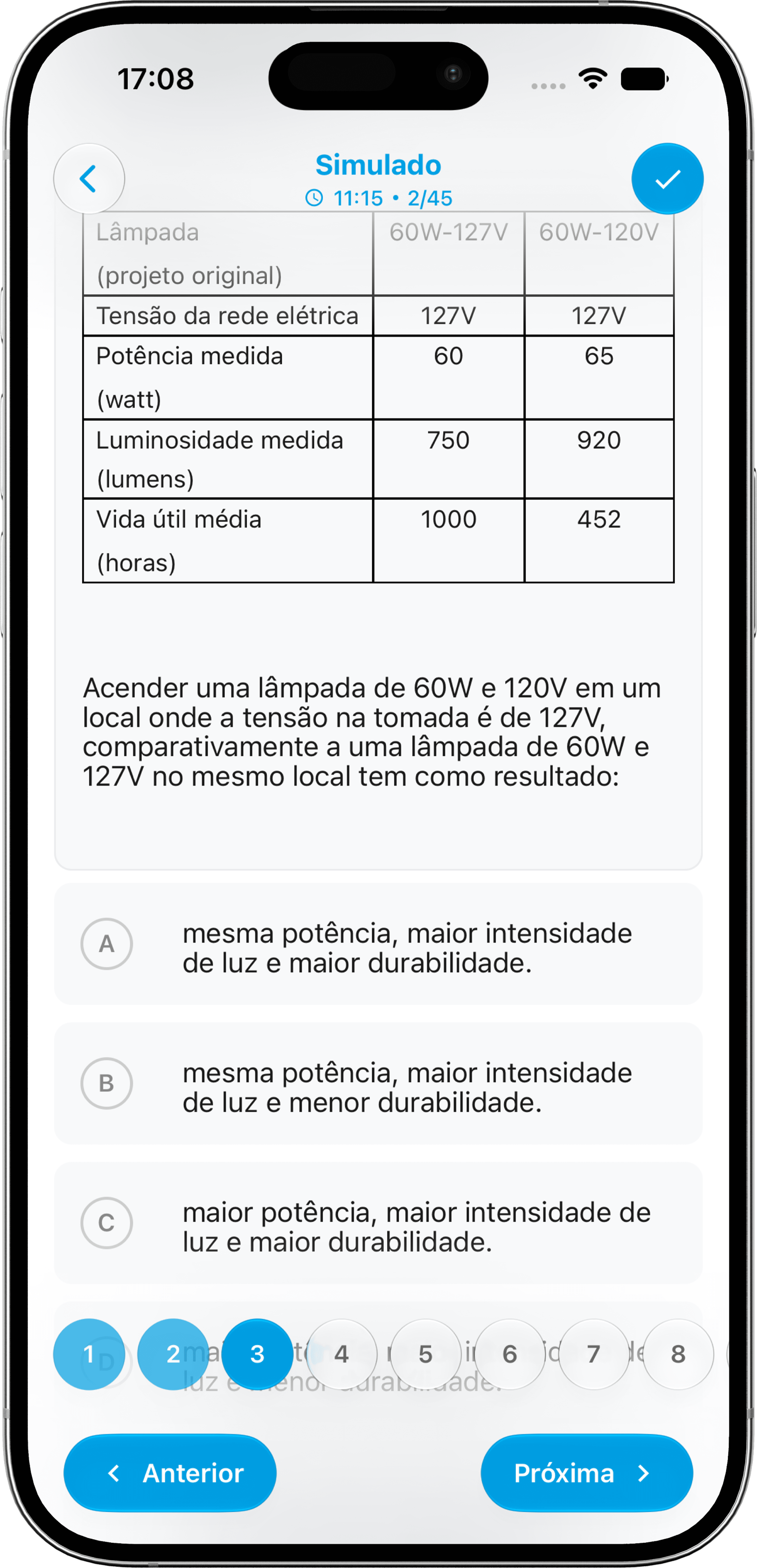 App Intelecttus — simulado em andamento